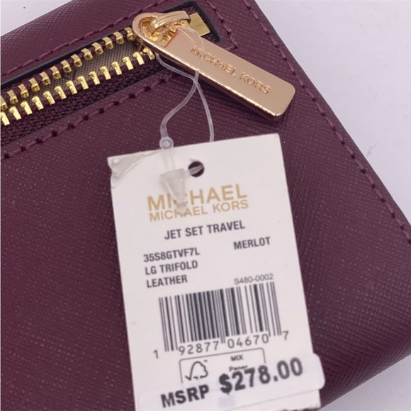 Michael Kors Trifold Wallet Merlot Color - Picture 5 of 13